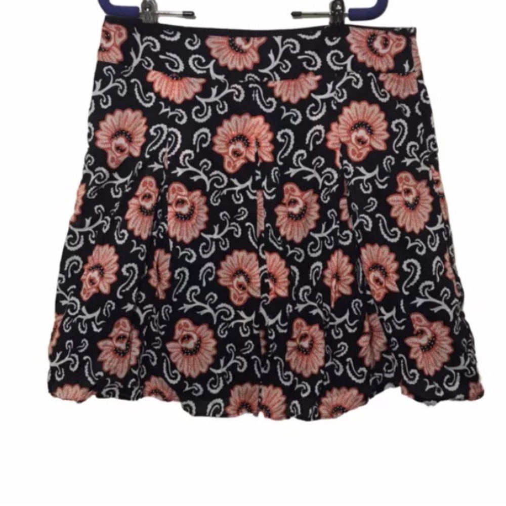 Talbots 14 XL 1X skirt navy blue red white floral pleated a-line Aline